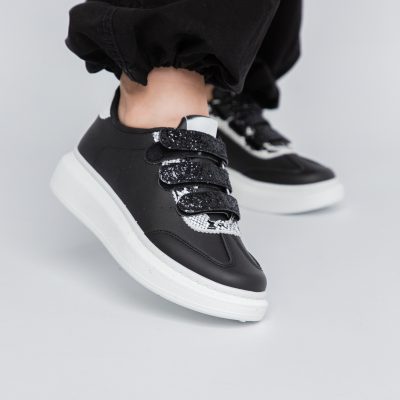 Pantofi din piele ecologică sport pentru dama negru
