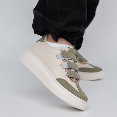 Pantofi din piele ecologică sport pentru femei verde