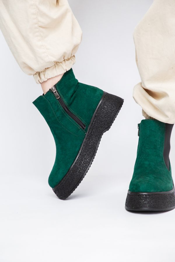 Ghete Damă cu Fermoar Piele Ecologică întoarsă culoare Verde închis (BS07BT2310245) 121