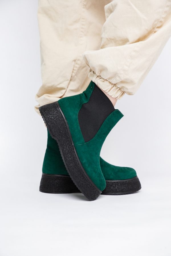 Ghete Damă cu Fermoar Piele Ecologică întoarsă culoare Verde închis (BS07BT2310245) 123