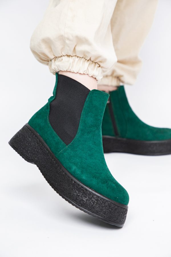 Ghete Damă cu Fermoar Piele Ecologică întoarsă culoare Verde închis (BS07BT2310245) 119