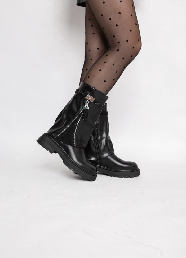 Ghete Femei cu Talpa Groasa Piele Ecologica cu pietricele Negru (BS52055BO2310219) 123