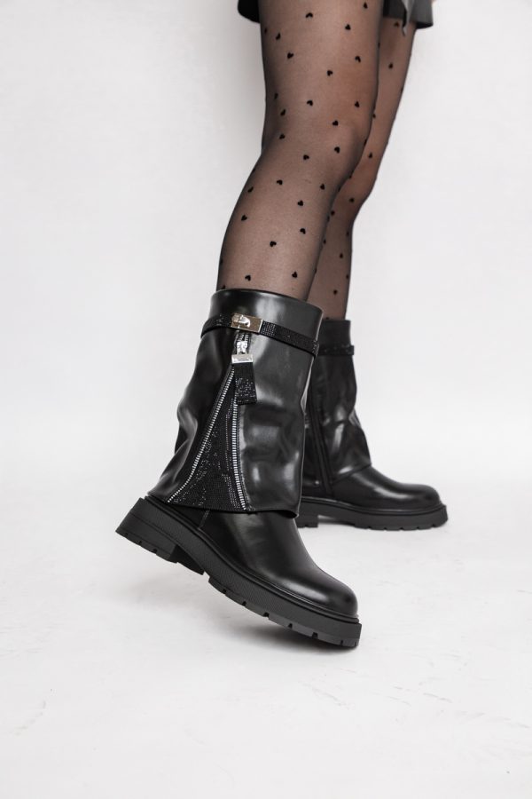 Ghete Femei cu Talpa Groasa Piele Ecologica cu pietricele Negru (BS52055BO2310219) 119