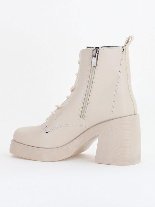 Botine Damă cu Fermoar Piele Ecologică Bej(BS9028BT2311308) 121