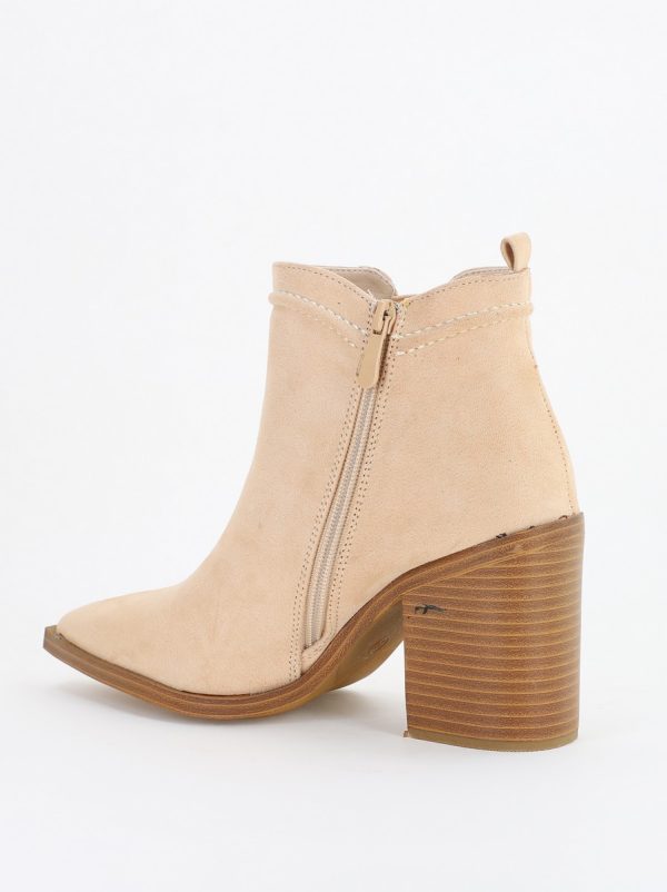 Botine damă din piele ecologică întoarsă Bej (BS2606BO2310077) 121