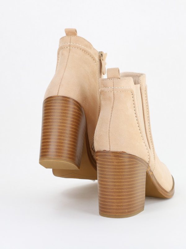 Botine damă din piele ecologică întoarsă Bej (BS2606BO2310077) 122