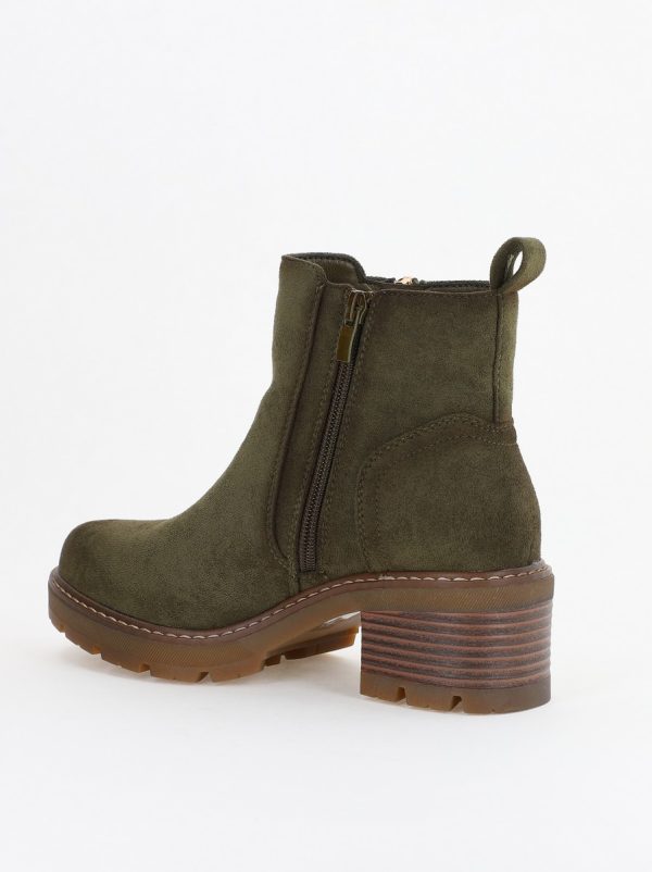 Botine damă din piele ecologică întoarsă Kaki (BS2610BO2310096) 121