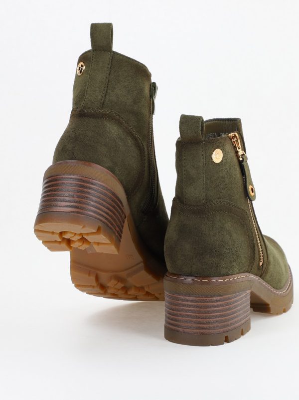 Botine damă din piele ecologică întoarsă Kaki (BS2610BO2310096) 119