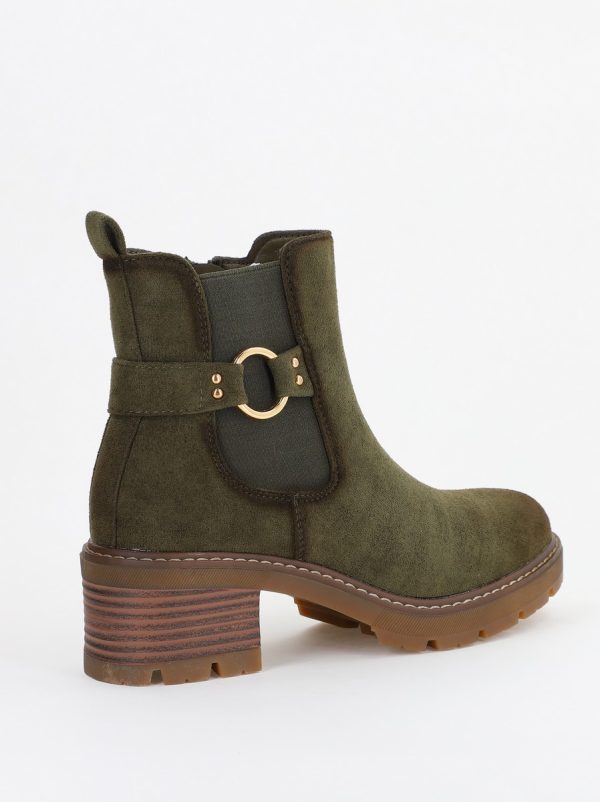 Botine damă din piele ecologică întoarsă Kaki (BS2611BO2310094) 121