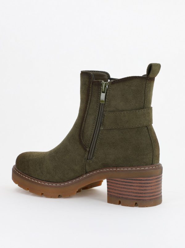 Botine damă din piele ecologică întoarsă Kaki (BS2611BO2310094) 122