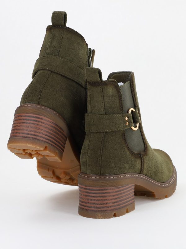 Botine damă din piele ecologică întoarsă Kaki (BS2611BO2310094) 119