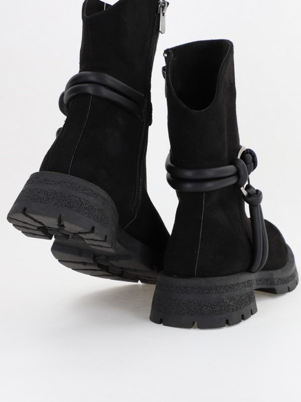 Botine dama din piele ecologică întoarsă Negre (BS220BT231067) 119
