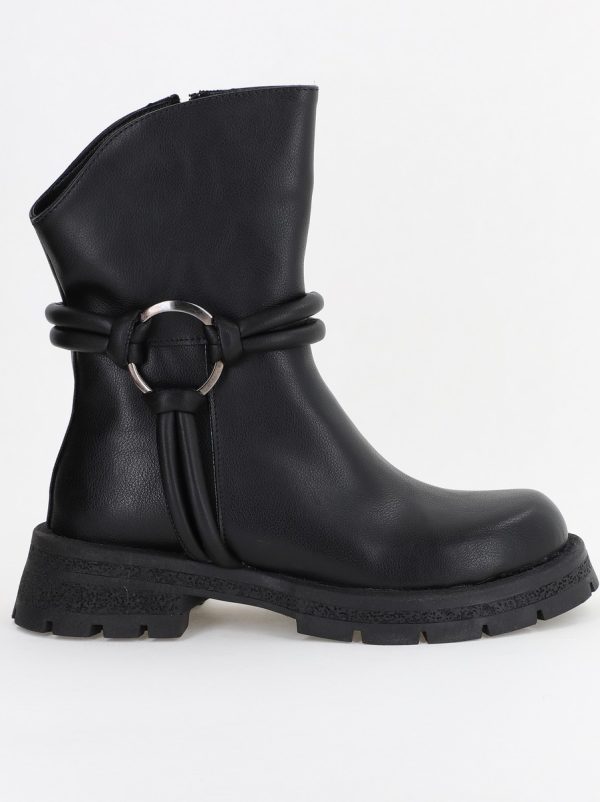 Botine dama din piele ecologică întoarsă Negre (BS220BT231068) 120