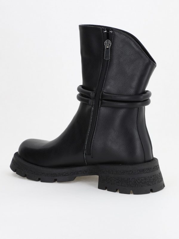 Botine dama din piele ecologică întoarsă Negre (BS220BT231068) 121