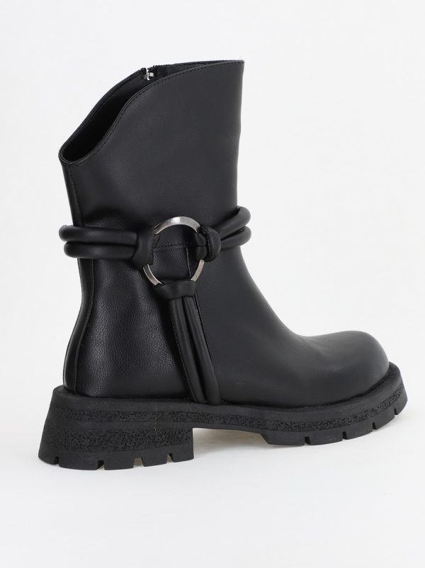 Botine dama din piele ecologică întoarsă Negre (BS220BT231068) 122