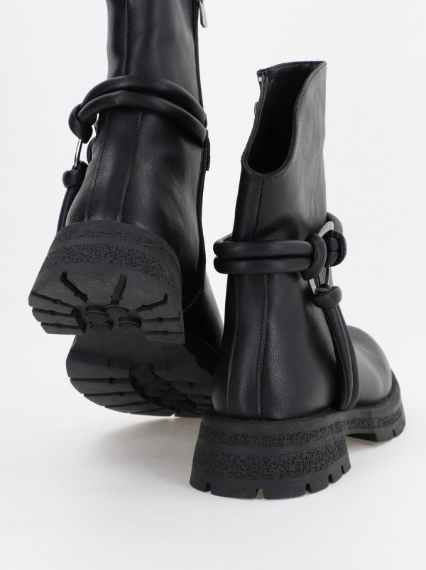 Botine dama din piele ecologică întoarsă Negre (BS220BT231068) 119