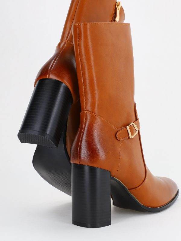 Botine damă din piele ecologică Maro Camel (BS52027BO2310203) 122