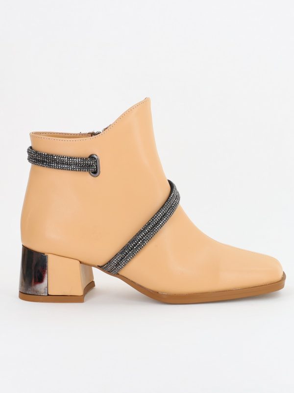 Botine damă din piele ecologică cu pietricele Nud (BS571BT2310274) 120