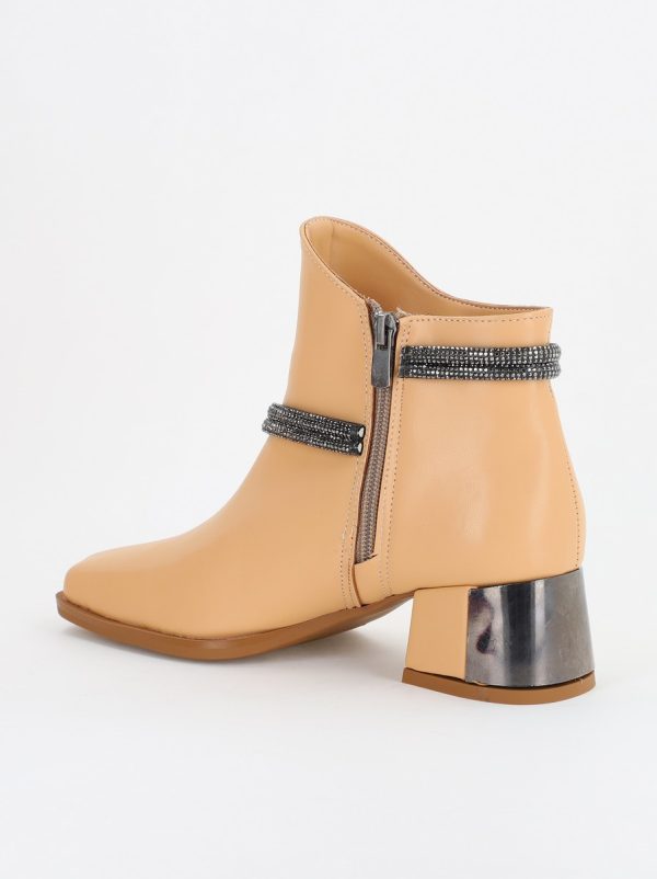 Botine damă din piele ecologică cu pietricele Nud (BS571BT2310274) 121