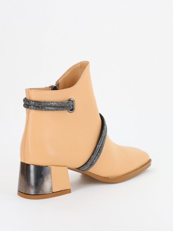 Botine damă din piele ecologică cu pietricele Nud (BS571BT2310274) 122