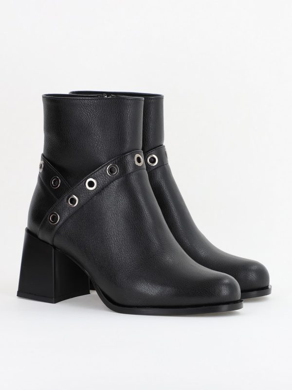 Botine damă din piele ecologică Negru mat(BS706BO2311298) 119