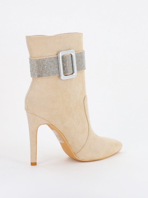 Botine elegante damă din piele ecologică toc subțire cu fermoar Bej (BS2826L2310139) 121