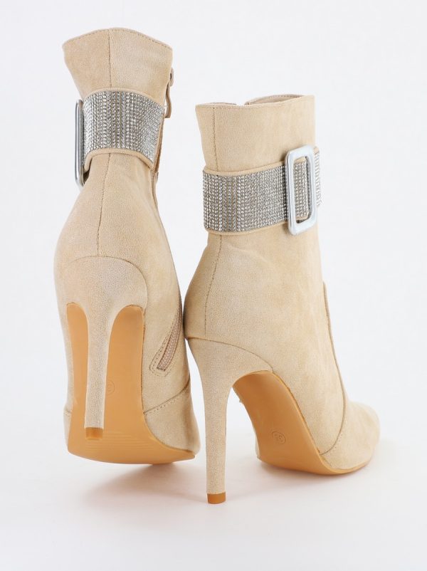 Botine elegante damă din piele ecologică toc subțire cu fermoar Bej (BS2826L2310139) 123