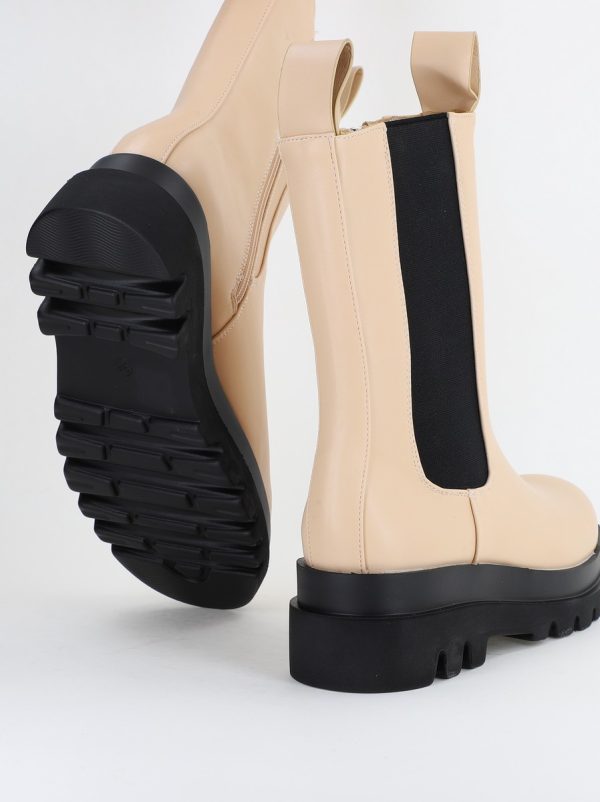 Cizme damă din piele ecologică cu fermoar Bej (BS52069BO2310164) 121