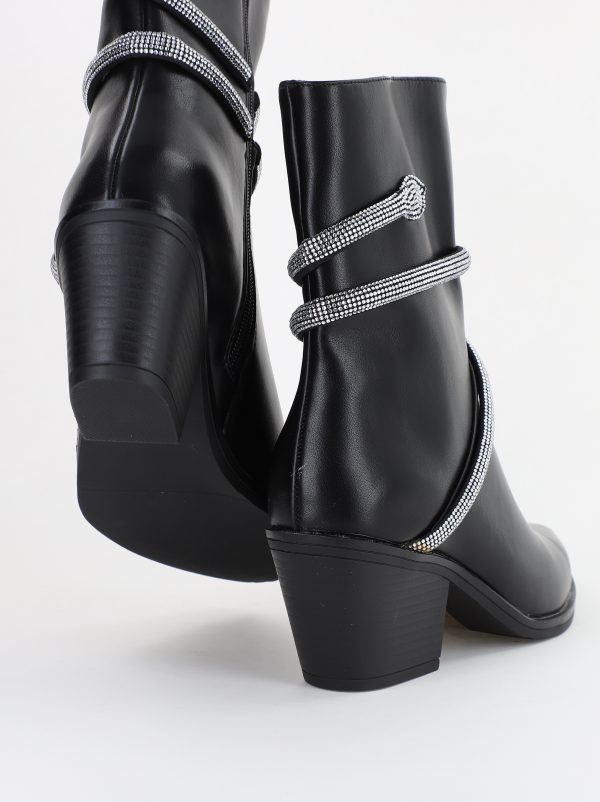 Cizme damă din piele ecologică cu pietricele Negre (BS52016BO2310202) 122