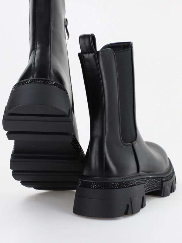 Cizme damă din piele ecologică cu pietricele Negre (BS52023BO2310223) 122