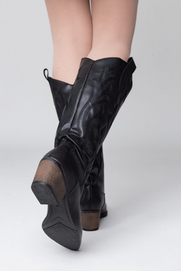 Cizme damă din piele ecologică cu toc Negre (BS1061CZ2311324) 124