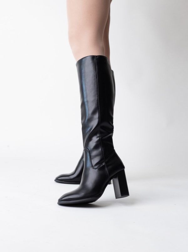 Cizme damă din piele ecologică cu toc Negre (BS52029BO2310210) 122
