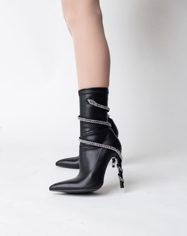 Cizme damă din piele ecologică cu toc pietricele Negre (BS51CD2310150) 123