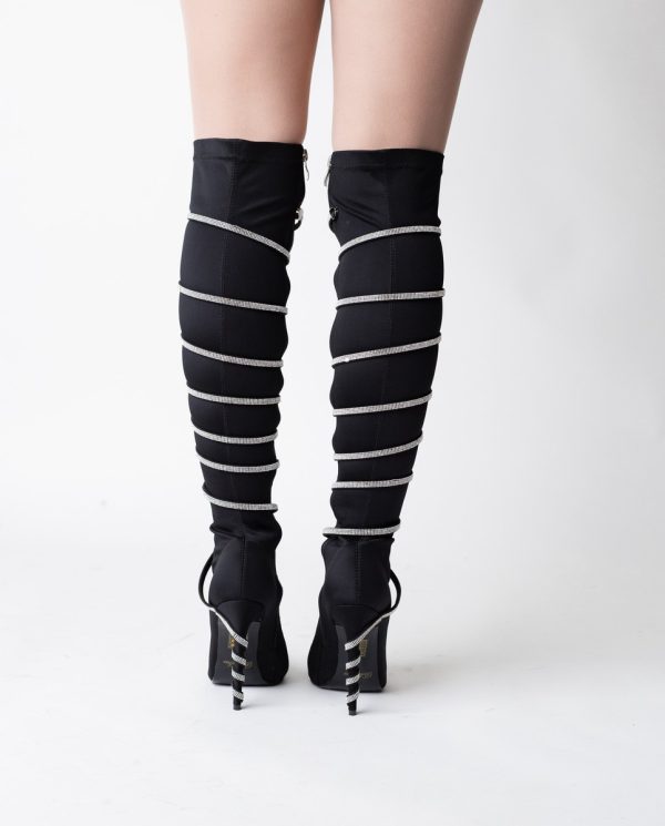 Cizme damă din piele ecologică cu toc pietricele Negre (BS53CD2310151) 121