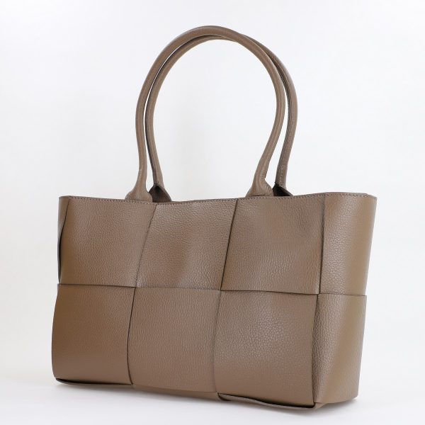 Geantă din piele naturală office Taupe întrețesută cu buzunare interioare Laura Biaggi BS04270OF2310611 120