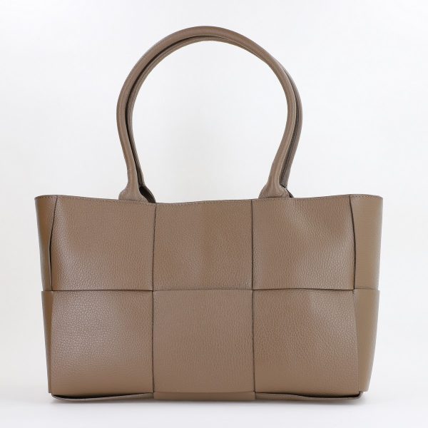 Geantă din piele naturală office Taupe întrețesută cu buzunare interioare Laura Biaggi BS04270OF2310611 119