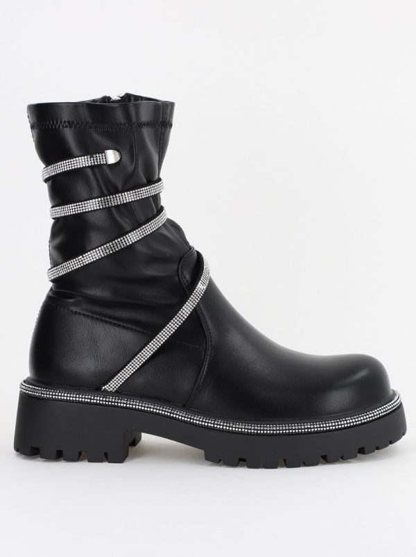 Ghete damă cu fermoar din piele ecologică Negre (BS52021BO2310198) 119
