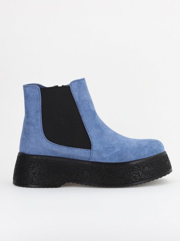 Ghete Damă cu Fermoar Piele Ecologică întoarsă culoare Albastru(BS07BT2311293) 122