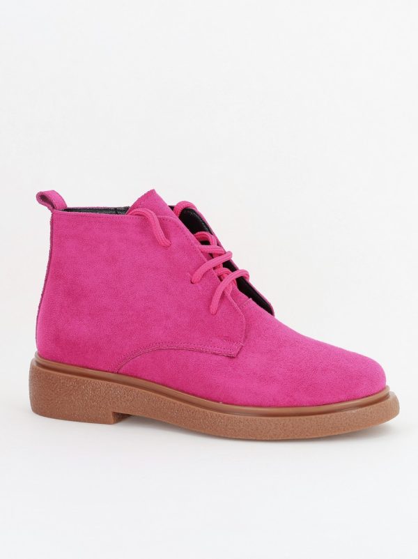 Incaltaminte Dama - Ghete Damă cu șireturi Piele Ecologică Fuchsia (BS1137BT2310238)