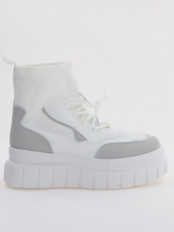 Ghete Damă cu șiret Material sintetic elastic si Piele Ecologică Alb (BS2696BO2310071) 122