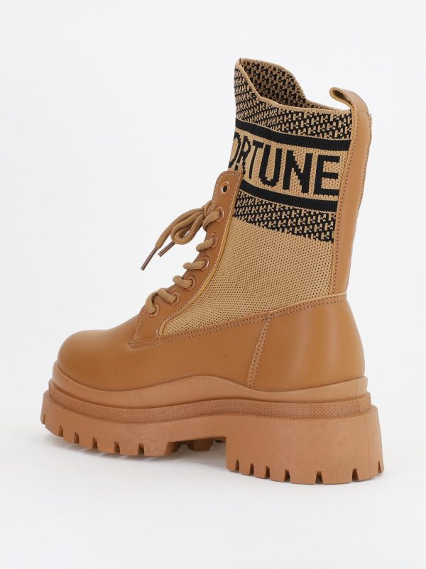 Ghete Damă cu șiret material sintetic elastic si piele ecologică Bej inchis (BS2616BO2310182) 122