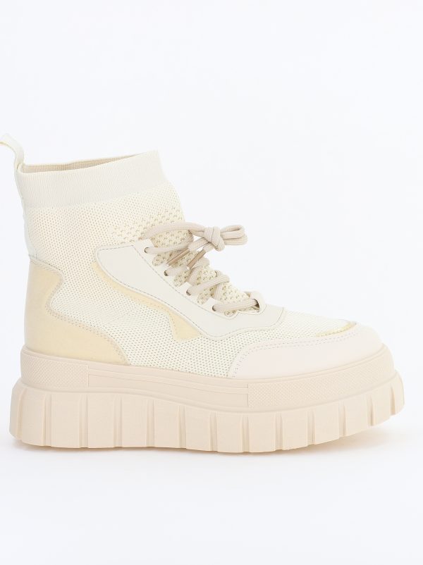 Ghete Damă cu șiret Material sintetic elastic si Piele Ecologică Bej (BS2696BO2310072) 122