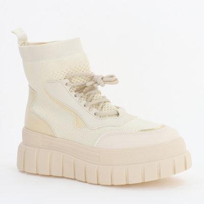 Ghete Damă cu șiret Material sintetic elastic si Piele Ecologică Bej (BS2696BO2310072)