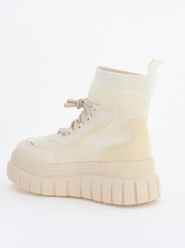 Ghete Damă cu șiret Material sintetic elastic si Piele Ecologică Bej (BS2696BO2310072) 125
