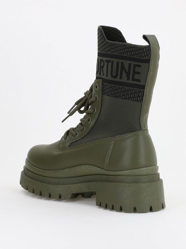 Ghete Damă cu șiret material sintetic elastic si piele ecologică Kaki (BS2616BO2310184) 121