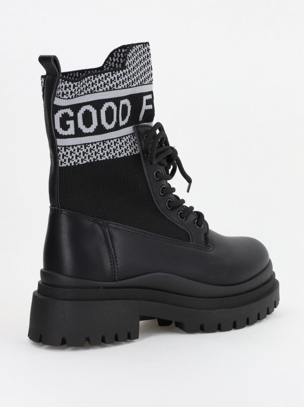 Ghete Damă cu șiret material sintetic elastic si piele ecologică Negru (BS2616BO2310183) 120