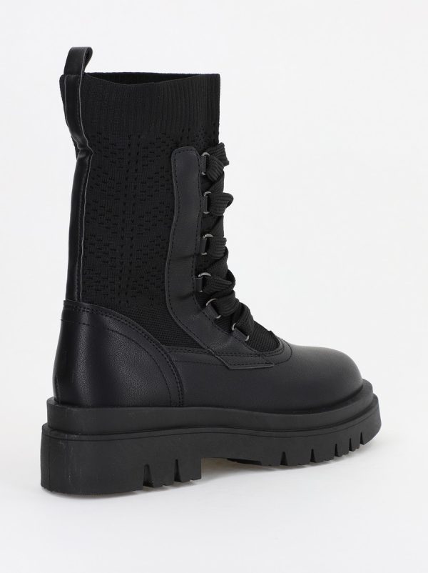 Ghete Damă cu șiret material sintetic elastic si piele ecologică Negru(BS2620BO2310187) 121