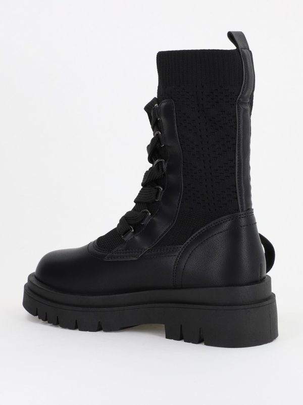 Ghete Damă cu șiret material sintetic elastic si piele ecologică Negru(BS2620BO2310187) 122
