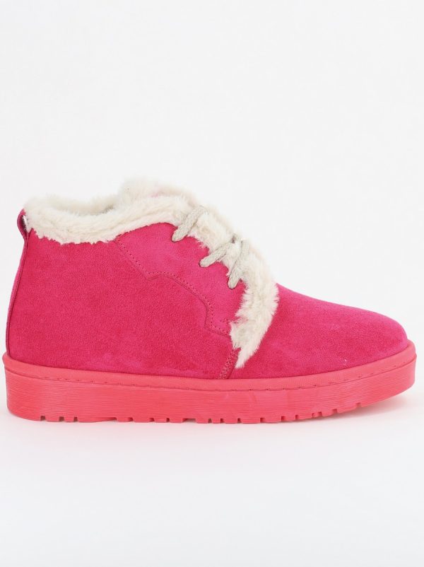 Ghete Damă cu Șiret Piele Ecologică întoarsă culoare Fuchsia(BS15B2310251) 119