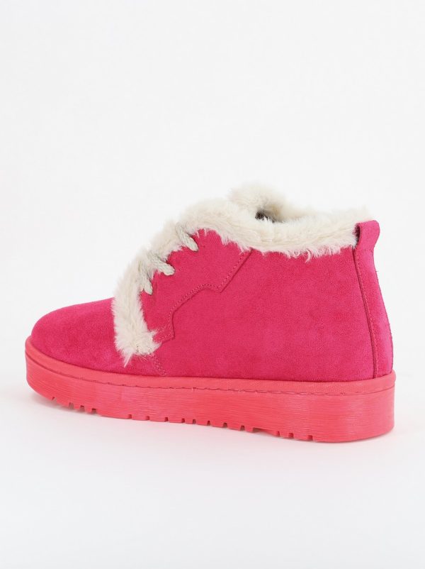 Ghete Damă cu Șiret Piele Ecologică întoarsă culoare Fuchsia(BS15B2310251) 121